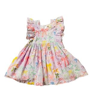 Pink Chicken Multicolor Bow Print Dress Size 3Y Monogrammed AFG